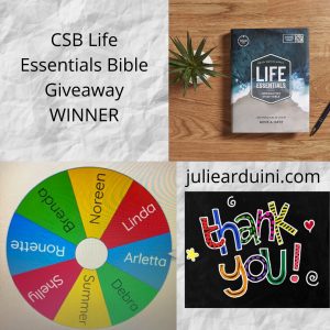 Read more about the article CSB Life Essentials Bible Giveaway WINNER